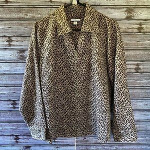 Croft & Barrow Full-Zip Animal‎ Print Top L
